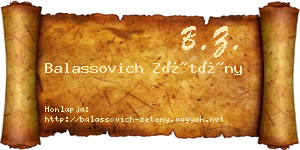 Balassovich Zétény névjegykártya